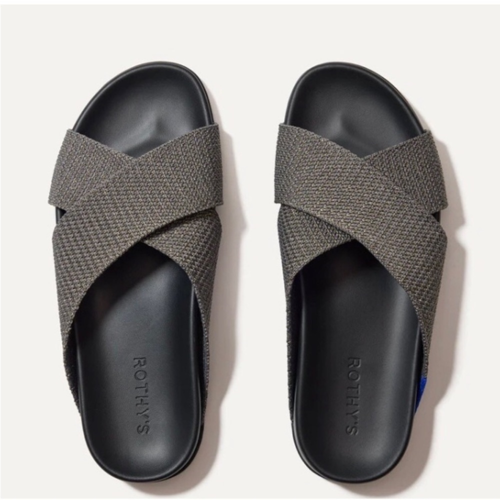 Rothy's Women's Crisscross Slide Sandals in Olive Gray